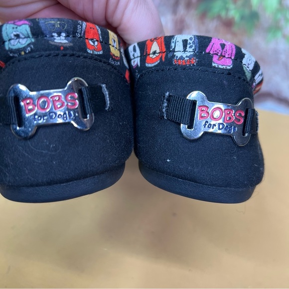 BOBS FROM SKECHERS Black Slip on Multicolor Dog Print Memory Foam Flats, 10 - Picture 10 of 14